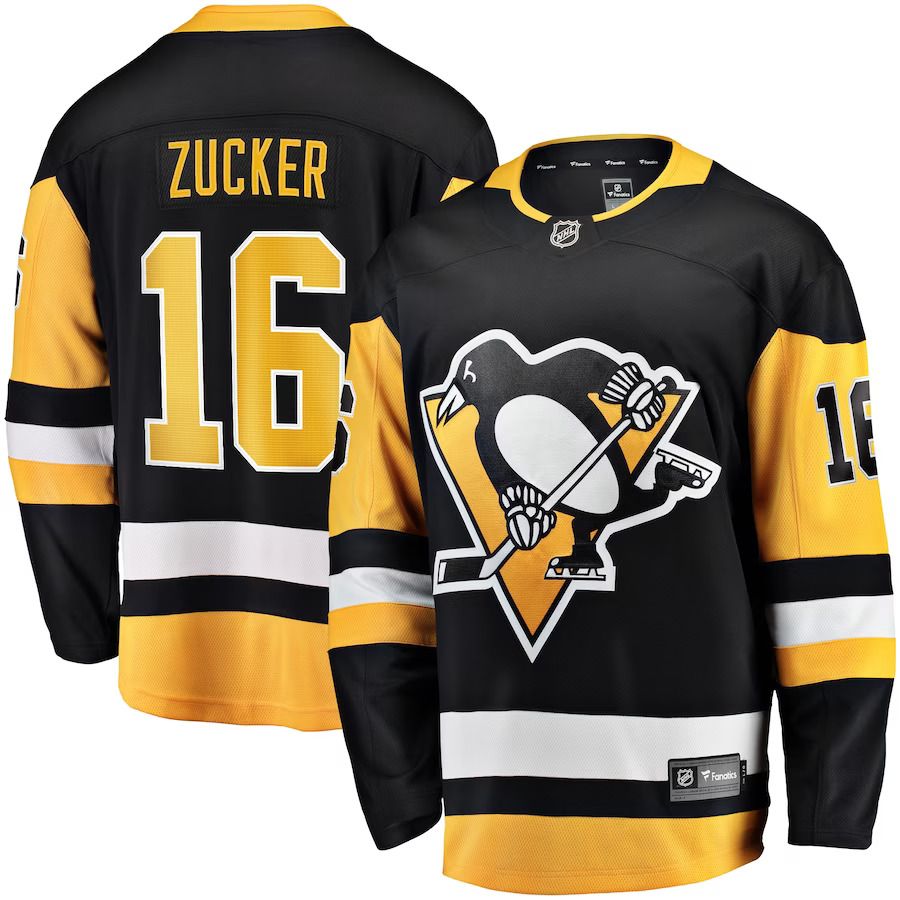 Men Pittsburgh Penguins #16 Jason Zucker Fanatics Branded Black Breakaway Player NHL Jersey
